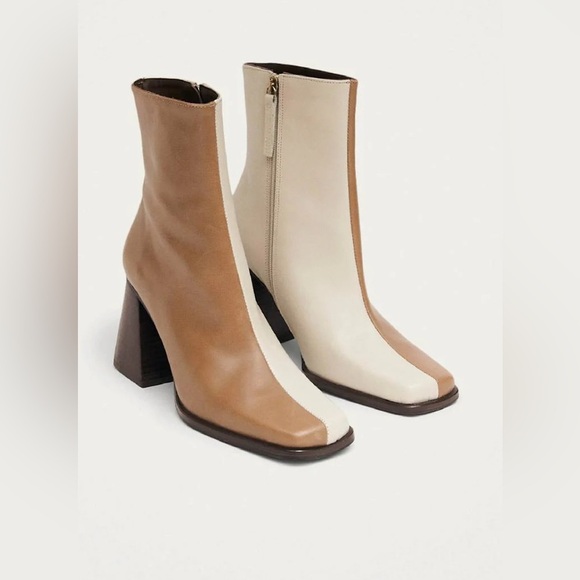 ALOHAS SOUTH BICOLOR LEATHER ANKLE BOOTS IN CAMEL BEIGE MSRP $306.00 Size 7-7.5 - Picture 1 of 11